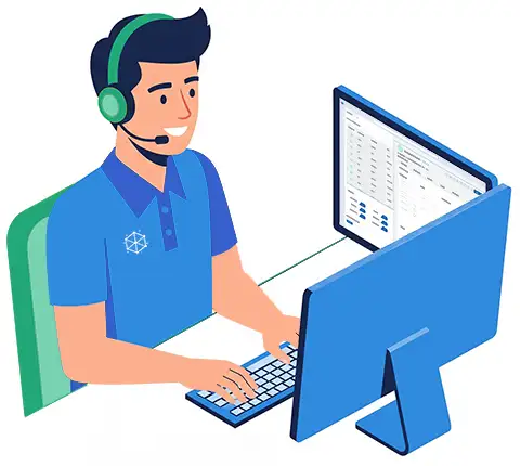 Illustration of a recruiting software support representative